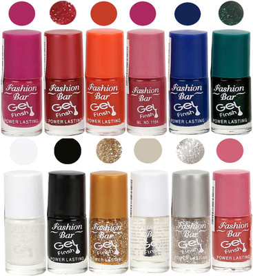 

Fashion Bar Nail Polish in (Purplish Mazanta, Red, Pink,Ink blue, Green,White,Black,Glitter Golden,Top Cot,Glitter Silver,Pink Shades) Purplish Mazanta,Shimmer Red,Deep Pink,Ink blue,Shimmer Green,White,Black,Glitter Golden,Top Cot,Glitter Silver,Pink