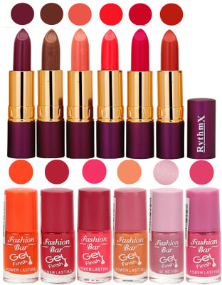 

Fashion Bar Gel Nail Polish Matte Lipstick 2 in 1 Combo Pack Mauvish Purple,Brown,Peach,Red,Redish,Fantasy Orange,Sheer Pink,Neon Pink,Peach,Voilet Shimmer,Rani Mazanta,Shades(Pack of 3)