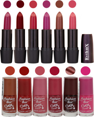 

Fashion Bar Gel Nail Polish Matte Lipstick 2 in 1 Combo Pack Mauve,Maroon,Mauvish Red,Purple,Coffee,Pink and Rich Brown,Red,Pink,Deep Pink,Shimmer Brown,Rani Pink(Pack of 12)