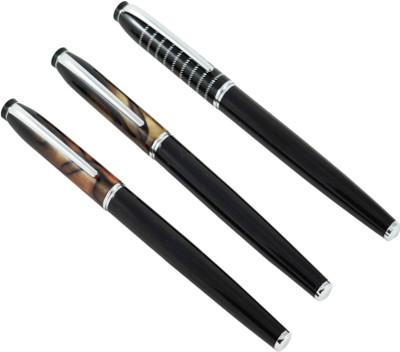 

Auteur Stylish Slim Nib Marble and Strip Cap Designer Fountain Pen(Pack of 3)
