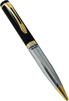 

Auteur Designer Carved Silver Check Body Black Cap Ball Pen
