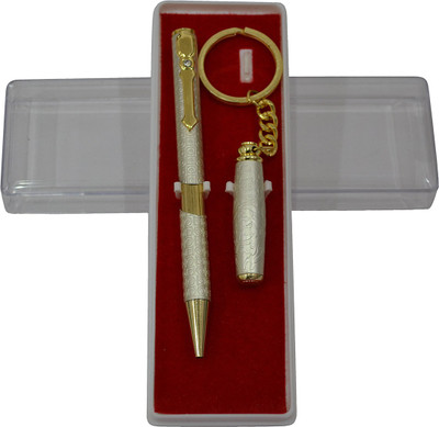 

Jaycoknit Golden Off White Alice Pen, Key chain Metal Corporate Pen Gift Set(Pack of 2)