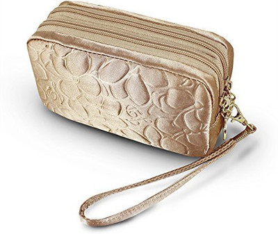 

Jacki Design Royal Blossom Collection Compact Cosmetic Organizer With Wristlet (Champagne) Cosmetic Bag(Gold)