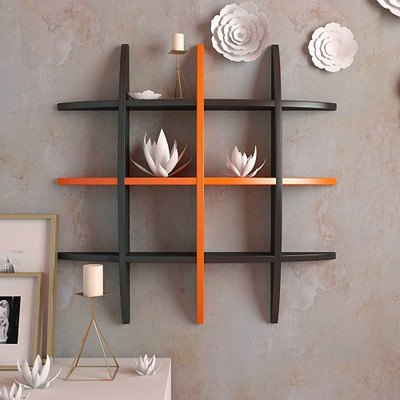

BM Wood Furniture GLOB SHEP Wooden Wall Shelf(Number of Shelves - 12, Red, Black)