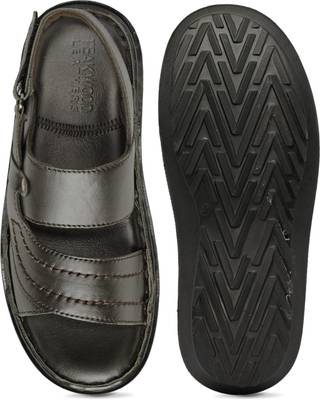 Teakwood Men Black Sandals