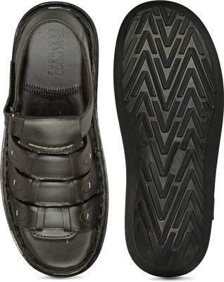 Teakwood Men Black Sandals