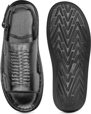 Teakwood Men Black Sandals