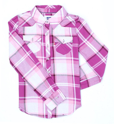 

Levi's Girls Checkered Casual Pink Shirt