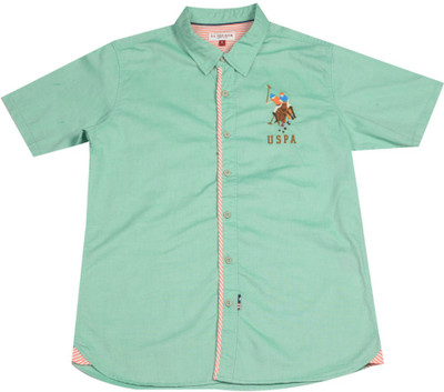 

US Polo Kids Boys Solid Casual Light Green Shirt, Lt. green