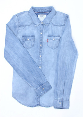 Levi's Girls Solid Casual Blue Shirt