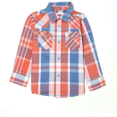 

Levi's Boys Checkered Casual Orange, Blue Shirt, Valencia ora-n5