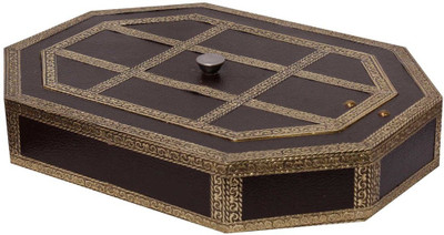 

Halowishes Golden Meenakari Dryfruit Box Wooden Decorative Platter(Gold)