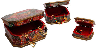 

Halowishes Hand painting on Ceramic and Wood Multipurpose boxes Stores Jewellery Vanity Box(Multicolor)