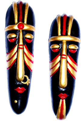 

Rasoh tribal mask terracotta couple-3 Decorative Showpiece - 21 cm(Terracotta, Multicolor)