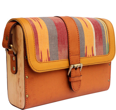 

Paradox Men & Women Casual Tan Leatherette, Cotton Sling Bag