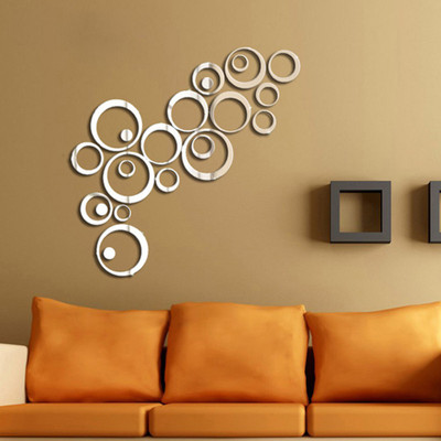 

EC  3D Acrylic Wallart Sticker Decals Sticker(Pack of 23, Silver