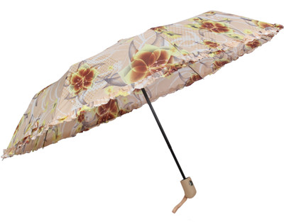 

HOU-DY Pongee 3 Fold Auto Open Frill Umbrella(Multicolor)