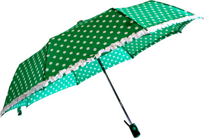 

Sun Brand Polka & Frill - 3 Fold-Seagreen Umbrella(Green)
