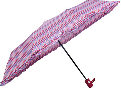 

HOU-DY Pongee 3 Fold Auto Open Frill Umbrella Umbrella(Multicolor)