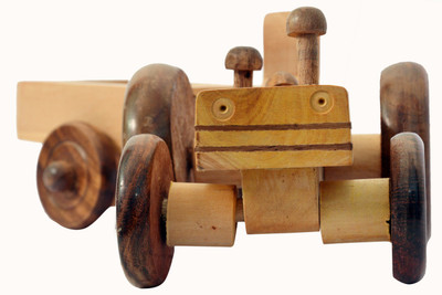 

Craft Trade Wooden Tractor Trolley showpiece(Brown)