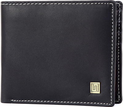 

U+N Men Black Genuine Leather Wallet(5 Card Slots)