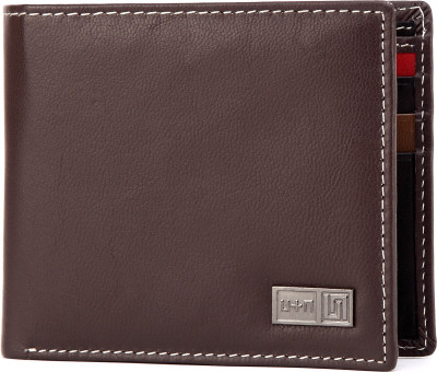 

U+N Men Brown Genuine Leather Wallet(8 Card Slots)