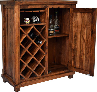 

TimberTaste COSMOS Solid Wood Bar Cabinet(Finish Color - Natural Teak)