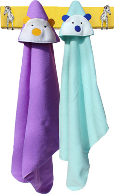

My NewBorn Self Design  Hooded Baby Blanket(Polyester, Purple, Green, Green;purple