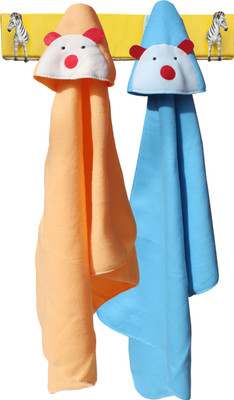

My NewBorn Self Design  Hooded Baby Blanket(Polyester, Beige, Light Blue