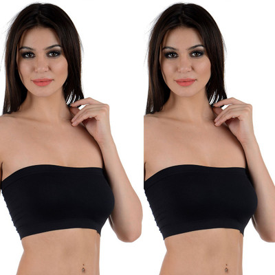 

FIHA Tube Bra Women's Tube Lightly Padded Bra(Black
