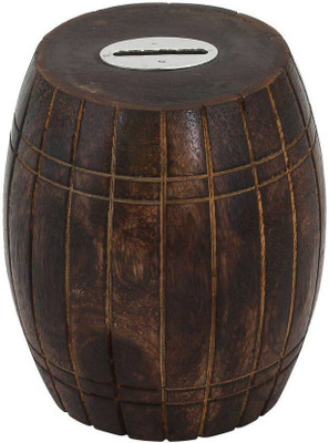 

india wooden handi craft coin money bank black Coin Bank(Brown)