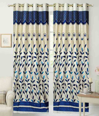 

Panipat Textile Hub 213 cm (7 ft) Polyester Door Curtain (Pack Of 2)(Floral, Blue)