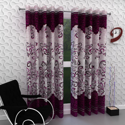 

Panipat Textile Hub 213 cm (7 ft) Polyester Door Curtain (Pack Of 2)(Floral, Purple)