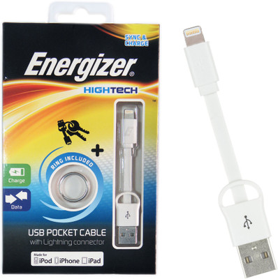 

Energizer Hightech Durable Short 8CM Pocket MFI Certified Data Sync & Charge 8Pin LIghtning USB Cable(White)