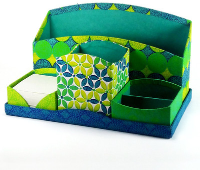 

JINA PAPER STUDIO PVT. LTD. 4 Compartments Handmade Paper, Cardboard Desk Organizer(Multicolor)
