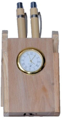 

Craftspoint 2 Compartments Wooden Pen Stand(Brown)