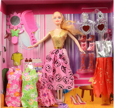 

Deep Pretty Girl Fashionista Doll With Dresses & Accessories(Multicolor)
