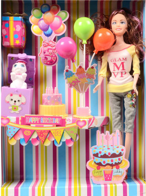 

Deep Fashion Doll Celebrating Birthday Decoration Kit(Multicolor)