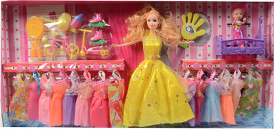 

Deep Fashion Doll With Baby Full Wardrobe & Outdoor Toys Set(Multicolor)