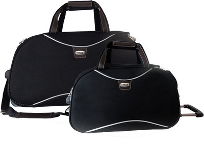 

Timus CUBA BLACK 55 & 65CM 2 WHEEL FOR TRAVEL SET OF 2 Duffel Strolley Bag(Black)
