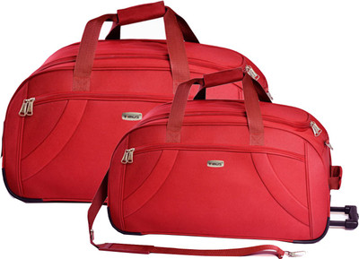 

Timus SAMPRASS RED 2 WHEEL FOR TRAVEL SET OF 2 Duffel Strolley Bag(Red)