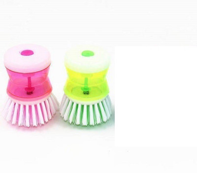 

bajrang Dish / washbasin plastic cleaning brush with self liquid soap dispenser (02 pcs.) Home Cleaning Set