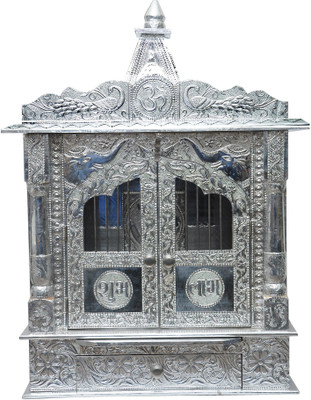 

Pavitra Ghar 18" x 9" 28" Door With Ghummat Full Aluminium Carving Temple Wooden, Aluminium Home Temple(Height: 46 cm)