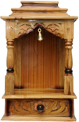 

Pavitra Ghar 12" x 9" x 18.5" Teakwood Carving Temple Wooden Home Temple(Height: 30 cm)