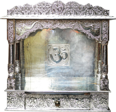 

Pavitra Ghar 21" x 9" x 22" Open Full Aluminium Carving Temple Wooden, Aluminium Home Temple(Height: 53 cm)