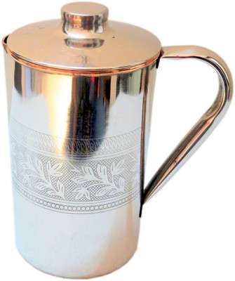 

Indian Craft Villa Handmade High Quality Stainless Steel Copper Designer Pitcher Volume 1750 ML With Lid storage drinking Water Restaurant Hotel Ware Home Garden Kitchen Dinning Ware Show Case Home Decorate Gift Item for Good Health Benefits Indian Yoga, 