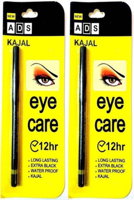 

Garry's ADS Waterproof Jet Black Eye Kajal 12Hr Pack of two(Black, 0.7 g)