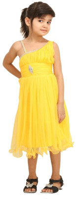 

RTC kids junction Girls Midi/Knee Length Casual Dress(Yellow, Sleeveless