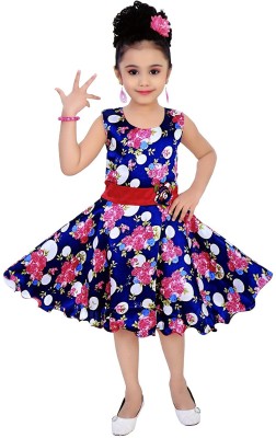 

RTC kids junction Girls Midi/Knee Length Casual Dress(Multicolor, Sleeveless, Multicolour