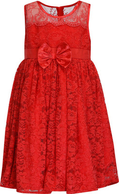 

Life by Shoppers Stop Girls Midi/Knee Length Party Dress(Red, Sleeveless, Coral